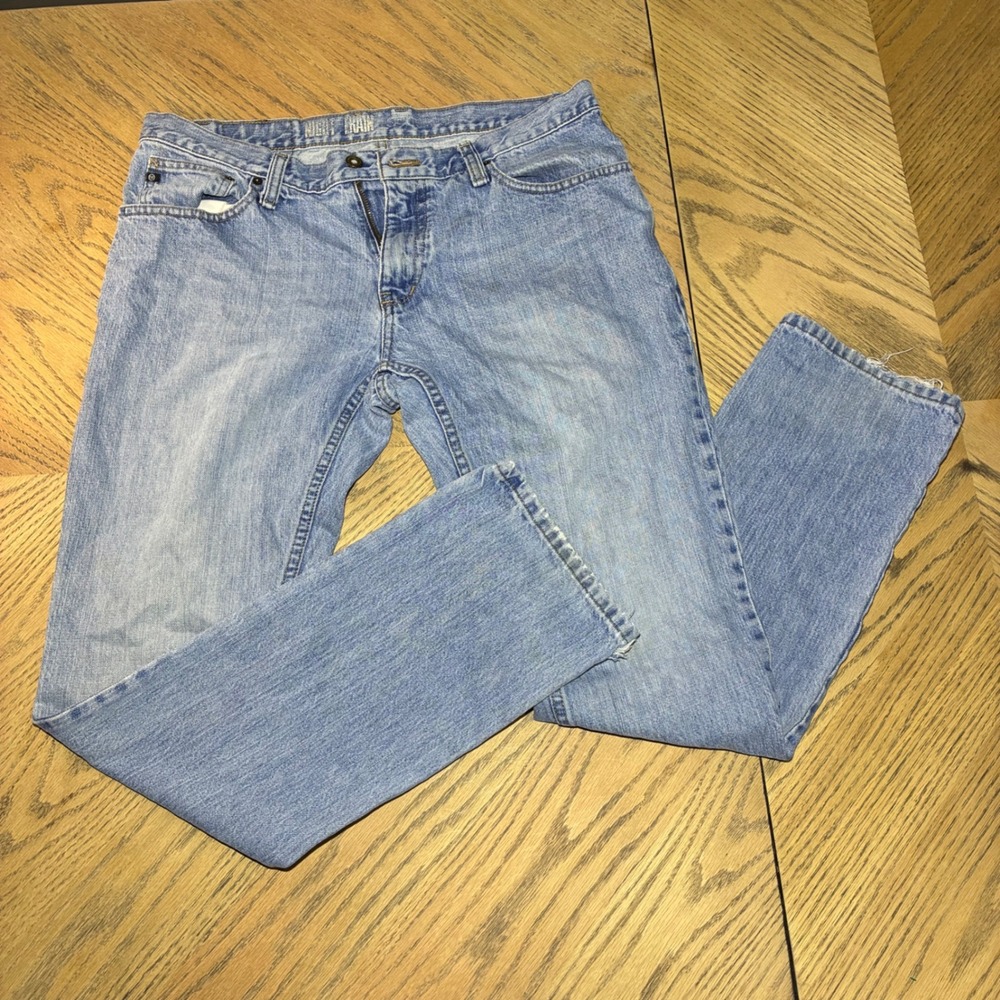 Free World Night Train Mens Straight Leg Light Wash Denim Jeans Blue Size 34